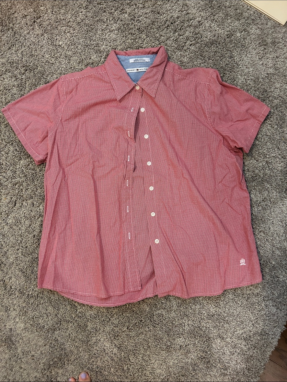 Tommy Hilfiger womens Red Short-Sleeve Button-Up Shirt